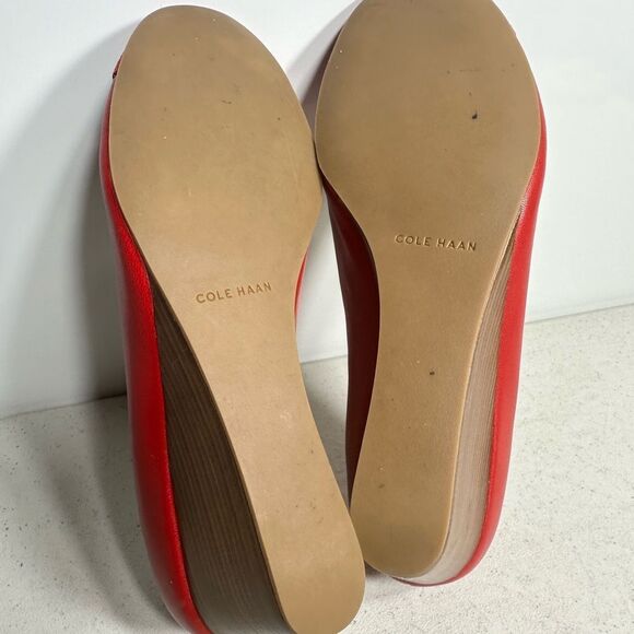 COLE HAAN Grand OS Wedge Heels Red Leather Suede Round Toe Size 7,5B - Picture 5 of 6